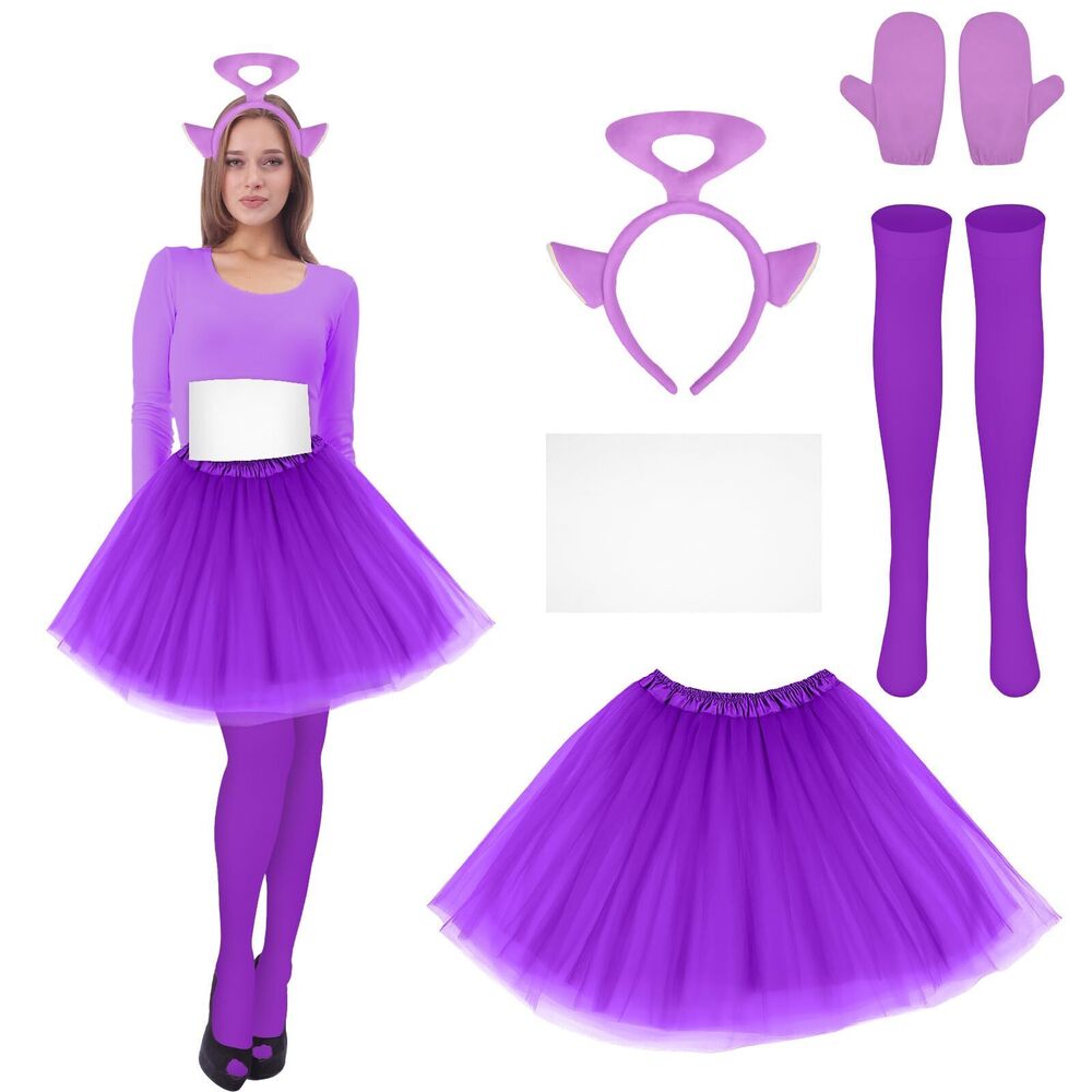 3961 Halloween Purple Cosplay Costume With Headband Felt Skirt